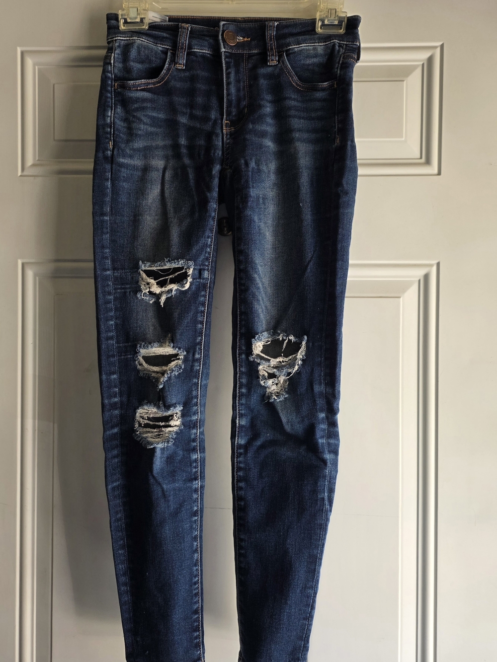 American Eagle Outfitters Dark Blue Distressed Jeggings